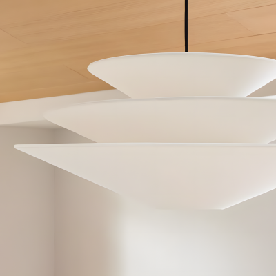 Orabella Scandinavian Tiered Linen Cone Pendant Light Orabella Scandinavian Tiered Linen Cone Pendant Light