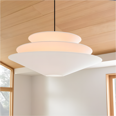 Orabella Scandinavian Tiered Linen Cone Pendant Light Orabella Scandinavian Tiered Linen Cone Pendant Light
