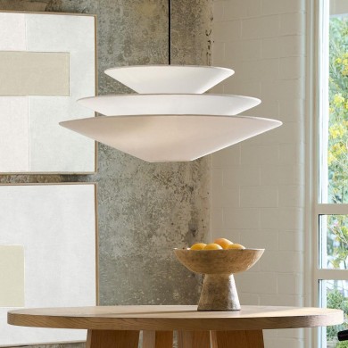 Orabella Scandinavian Tiered Linen Cone Pendant Light