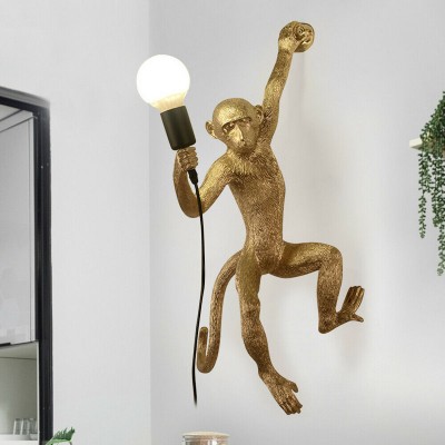 Ioneus Creative Gold Resin Monkey Sconce Ioneus Creative Gold Resin Monkey Sconce