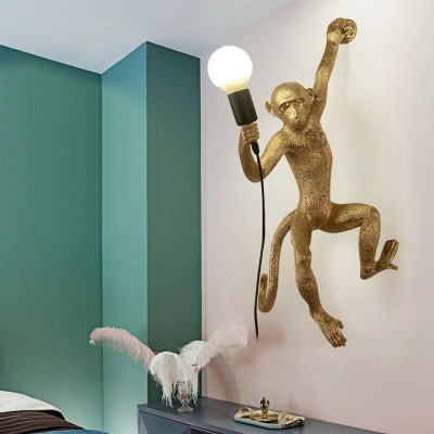 Ioneus Creative Gold Resin Monkey Sconce Ioneus Creative Gold Resin Monkey Sconce