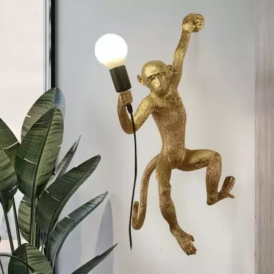 Ioneus Creative Gold Resin Monkey Sconce Ioneus Creative Gold Resin Monkey Sconce
