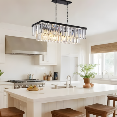 Leandros Luxury Tiered Crystal Rectangle Chandelier Leandros Luxury Tiered Crystal Rectangle Chandelier