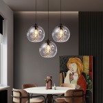 Mhyrra Farmhouse 3-Light Grey Glass Crystal Pendant Light