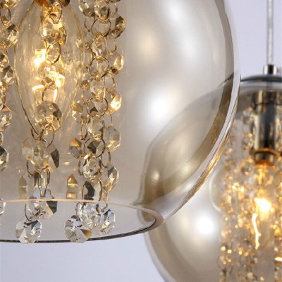 Mhyrra Farmhouse 3-Light Grey Glass Crystal Pendant Light Mhyrra Farmhouse 3-Light Grey Glass Crystal Pendant Light