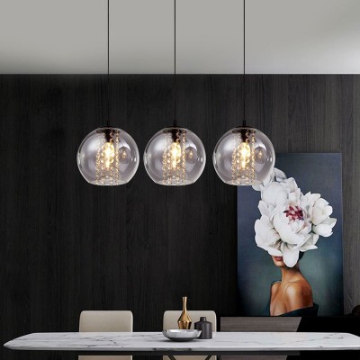 Mhyrra Farmhouse 3-Light Grey Glass Crystal Pendant Light Mhyrra Farmhouse 3-Light Grey Glass Crystal Pendant Light