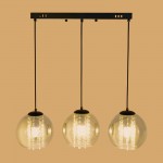 Mhyrra Farmhouse 3-Light Grey Glass Crystal Pendant Light