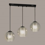 Mhyrra Farmhouse 3-Light Grey Glass Crystal Pendant Light