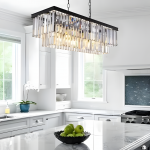 Leandros Luxury Tiered Crystal Rectangle Chandelier