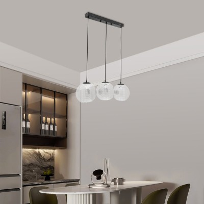 Mhyrra Farmhouse 3-Light Grey Glass Crystal Pendant Light Mhyrra Farmhouse 3-Light Grey Glass Crystal Pendant Light