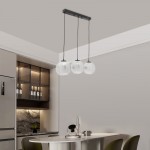 Mhyrra Farmhouse 3-Light Grey Glass Crystal Pendant Light
