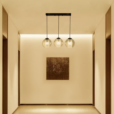 Mhyrra Farmhouse 3-Light Grey Glass Crystal Pendant Light Mhyrra Farmhouse 3-Light Grey Glass Crystal Pendant Light