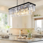 Leandros Luxury Tiered Crystal Rectangle Chandelier