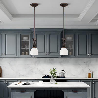 Jeran Modern Milk Glass Dome Pendant Light