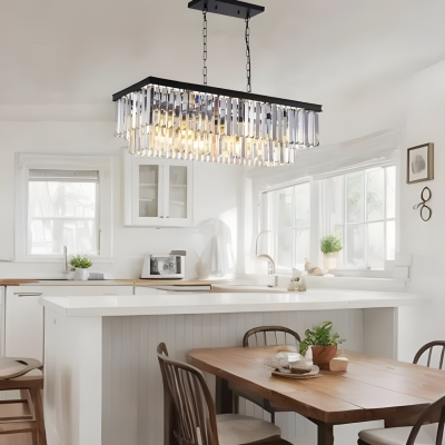 Leandros Luxury Tiered Crystal Rectangle Chandelier Leandros Luxury Tiered Crystal Rectangle Chandelier