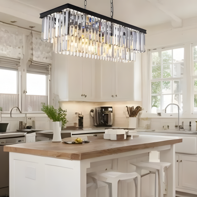 Leandros Luxury Tiered Crystal Rectangle Chandelier Leandros Luxury Tiered Crystal Rectangle Chandelier