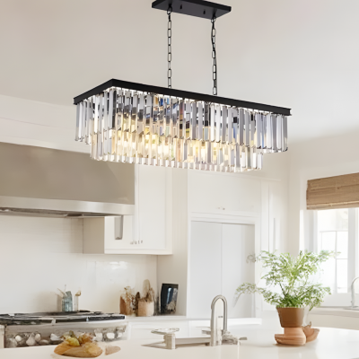 Leandros Luxury Tiered Crystal Rectangle Chandelier Leandros Luxury Tiered Crystal Rectangle Chandelier