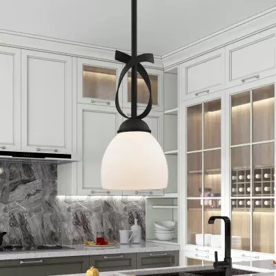 Jeran Modern Milk Glass Dome Pendant Light Jeran Modern Milk Glass Dome Pendant Light