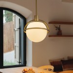 Iantheus Farmhouse Frosted Milk Glass Globe Pendant Light