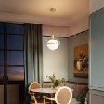 Iantheus Farmhouse Frosted Milk Glass Globe Pendant Light