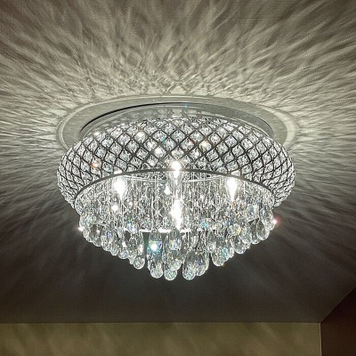 Jorunn Tiered Crystal Drum Flush Mount Ceiling Light Jorunn Tiered Crystal Drum Flush Mount Ceiling Light