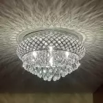 Jorunn Tiered Crystal Drum Flush Mount Ceiling Light