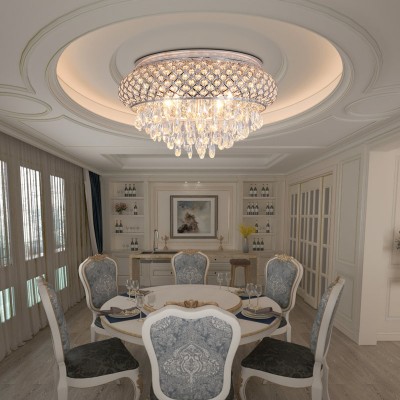 Jorunn Tiered Crystal Drum Flush Mount Ceiling Light Jorunn Tiered Crystal Drum Flush Mount Ceiling Light