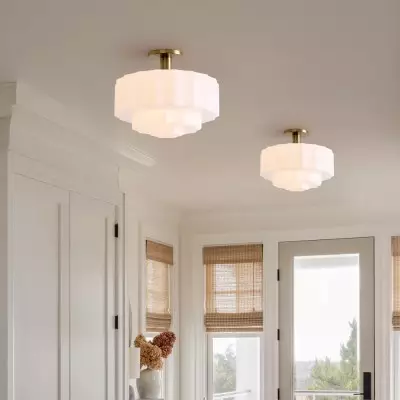 Ellis Retro Milk White Glass Ceiling Light Ellis Retro Milk White Glass Ceiling Light