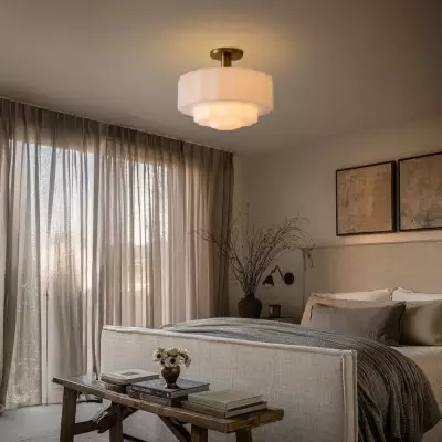 Ellis Retro Milk White Glass Ceiling Light Ellis Retro Milk White Glass Ceiling Light