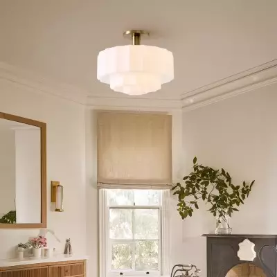 Ellis Retro Milk White Glass Ceiling Light Ellis Retro Milk White Glass Ceiling Light