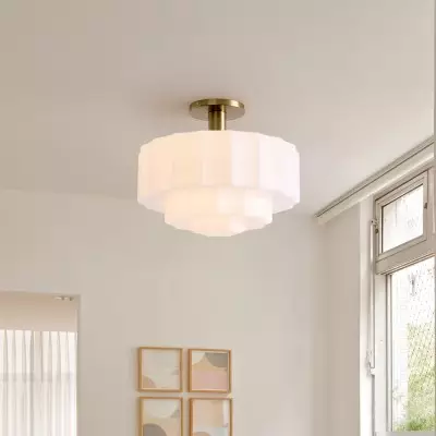 Ellis Retro Milk White Glass Ceiling Light Ellis Retro Milk White Glass Ceiling Light