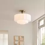 Ellis Retro Milk White Glass Ceiling Light
