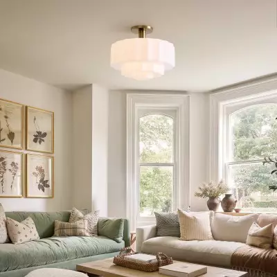 Ellis Retro Milk White Glass Ceiling Light Ellis Retro Milk White Glass Ceiling Light