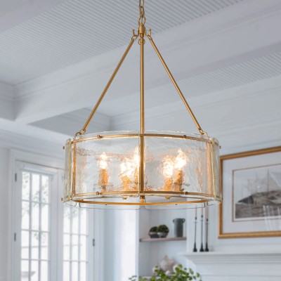 Coriander Farmhouse Water Ripple Glass Drum Chandelier Coriander Farmhouse Water Ripple Glass Drum Chandelier
