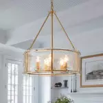 Coriander Farmhouse Water Ripple Glass Drum Chandelier