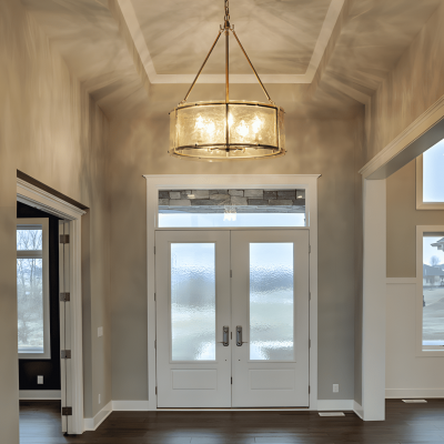 Coriander Farmhouse Water Ripple Glass Drum Chandelier Coriander Farmhouse Water Ripple Glass Drum Chandelier