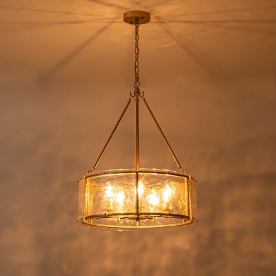Coriander Farmhouse Water Ripple Glass Drum Chandelier Coriander Farmhouse Water Ripple Glass Drum Chandelier