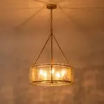 Coriander Farmhouse Water Ripple Glass Drum Chandelier