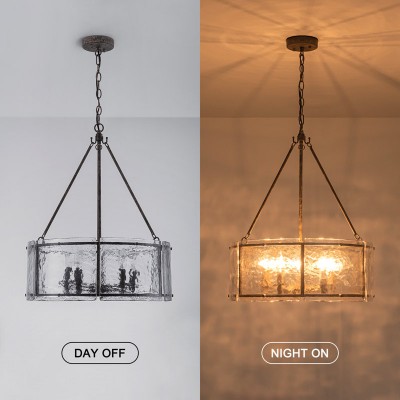 Coriander Farmhouse Water Ripple Glass Drum Chandelier Coriander Farmhouse Water Ripple Glass Drum Chandelier