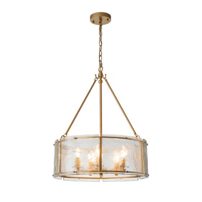 Coriander Farmhouse Water Ripple Glass Drum Chandelier Coriander Farmhouse Water Ripple Glass Drum Chandelier