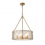 Coriander Farmhouse Water Ripple Glass Drum Chandelier