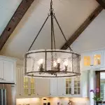 Coriander Farmhouse Water Ripple Glass Drum Chandelier