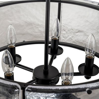 Coriander Farmhouse Water Ripple Glass Drum Chandelier Coriander Farmhouse Water Ripple Glass Drum Chandelier