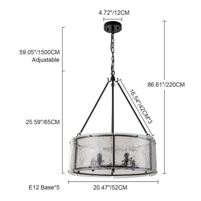 Coriander Farmhouse Water Ripple Glass Drum Chandelier Coriander Farmhouse Water Ripple Glass Drum Chandelier