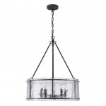 Coriander Farmhouse Water Ripple Glass Drum Chandelier