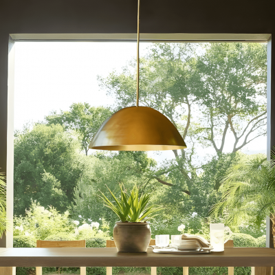 Deryn Farmhouse Brass Dome Pendant Light Deryn Farmhouse Brass Dome Pendant Light