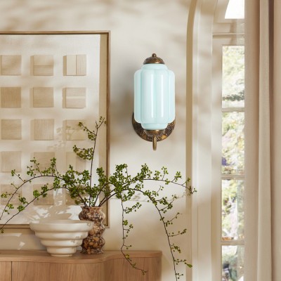 Cyrilith Vintage Milk Glass Oiled Brass Eloise Sconce Cyrilith Vintage Milk Glass Oiled Brass Eloise Sconce