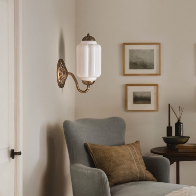 Cyrilith Vintage Milk Glass Oiled Brass Eloise Sconce Cyrilith Vintage Milk Glass Oiled Brass Eloise Sconce