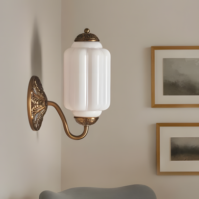 Cyrilith Vintage Milk Glass Oiled Brass Eloise Sconce