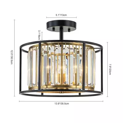 Eileyn Crystal Drum Semi Flush Mount Ceiling Light Eileyn Crystal Drum Semi Flush Mount Ceiling Light
